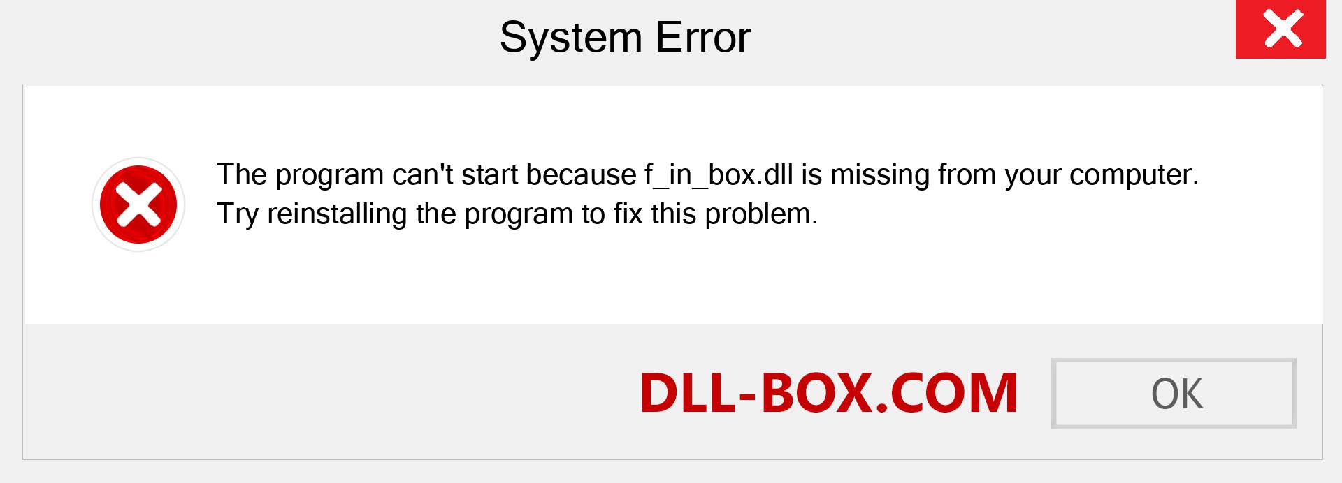  f_in_box.dll file is missing?. Download for Windows 7, 8, 10 - Fix  f_in_box dll Missing Error on Windows, photos, images